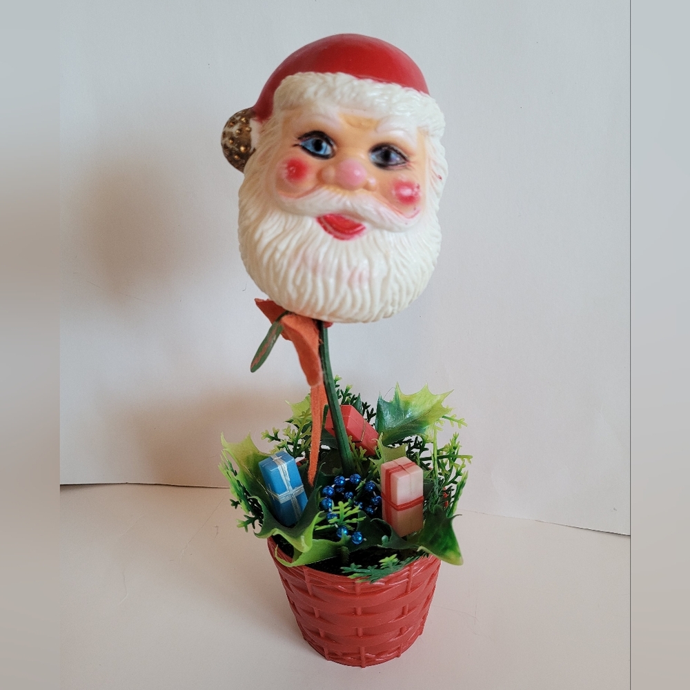 Vintage Blowmold Santa Kitsch Christmas Decor Quirky Hong Kong Vntg Holiday